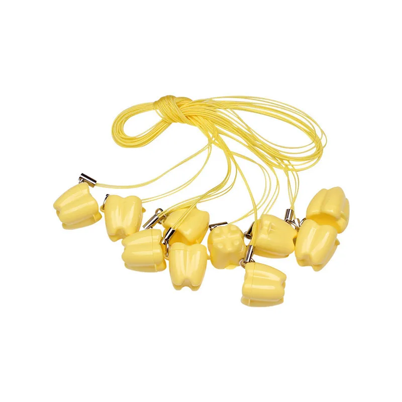 Hang rope yellow XZJJA 10-20 шт. форма зуба Детские коробки для хранения молочных зубов детская Силиконовая зубная щетка для малышей Органайзер мини пластиковый контейнер маленькая коробка - Цвет: Hang rope yellow