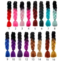 30 Colors 60CM Women Jumbo Crochet Braiding Ombre Color Synthetic Kanekalon Hair Extensions Long Straight Ombre Grey Hair Piece 2
