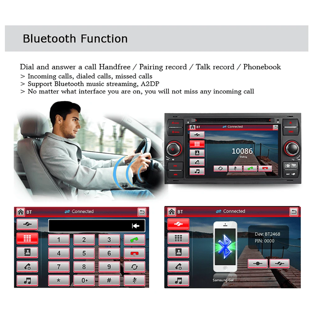 Top A-Sure 7" Car Radio Player GPS for Ford Transit Focus Galaxy S-Max C-Max Fusion Fiesta FM/AM RDS SWC Bluetooth CD DVD USB 3G  BT 3
