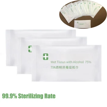

50pcs 75% Alcohol Wipes Separate Bag Portable Wet Cleaning antibacterial Germs antiviral disinfection Wipes Tissues