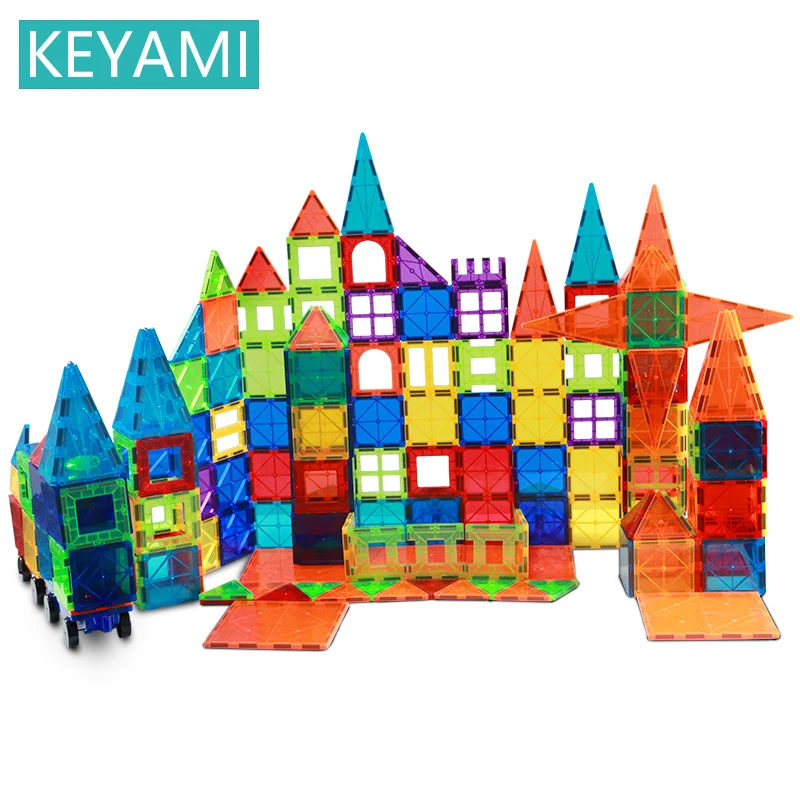 KEYAMI-bloques de construcción magnéticos de gran tamaño para niños, juguetes educativos de diseñador, regalos, bloques de ventana de Color, juguete magnético