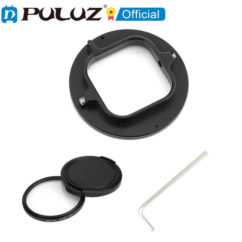 PULUZ 52mm UV Lens Filter Adapter Ring for GoPro HERO12 Black Hero11 Black HERO10 9 Black Camera Photography UV Filter Lens Cap