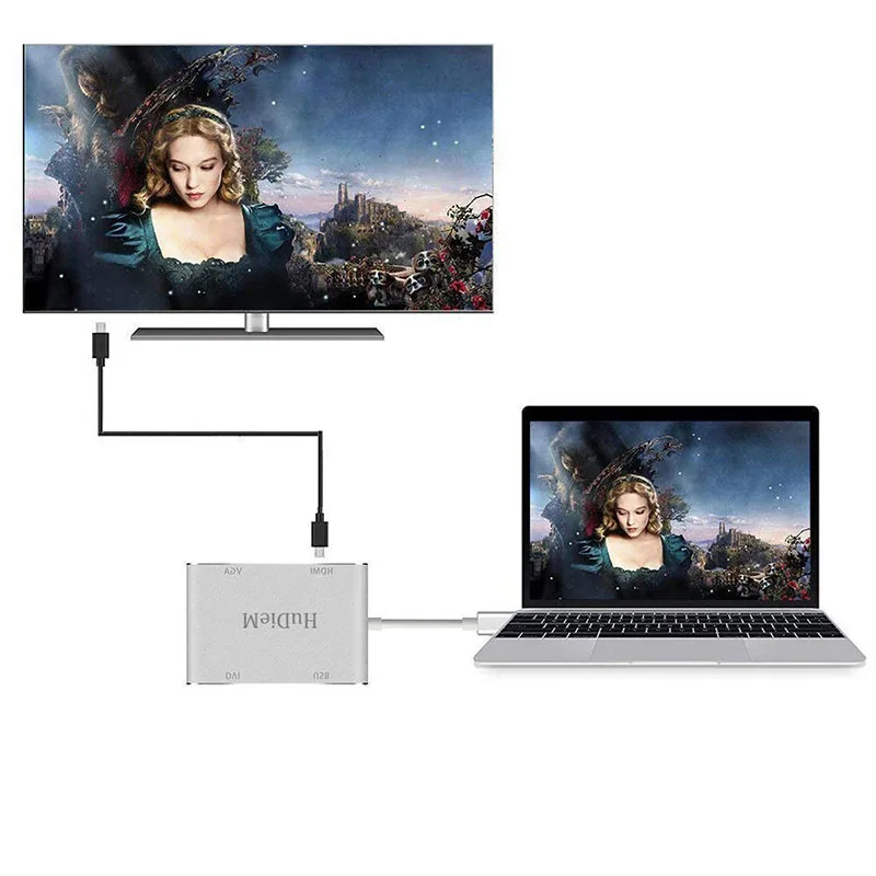 4 в 1 type C USB 3 до USB-C 4K HDMI DVI VGA адаптер концентратор для ноутбука MacBook Hi 888 |
