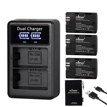 

Mamen 3Pcs LP-E6 LP E6 LPE6 2600MAh Digital Camera Battery +USB LCD Dual Charger for Canon Mark II Mark III 6D 60D 60Da 70D 80D