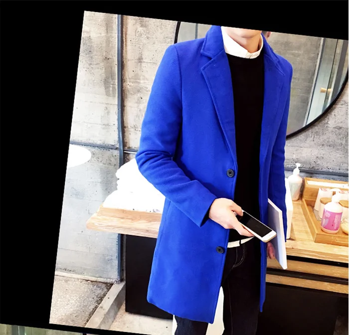 New Winter Wool Coat Men Leisure Long Sections Woolen Coats Men's Pure Color Casual Fashion Jackets/Casual Men Overcoat 3XL