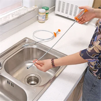 

Kichen Accessories 85cm Sewer Cleaning Wire Spring Household Bendable Hair Fruit Vegetable Skin Sink Dredge Pipe Kitchen Gadgets