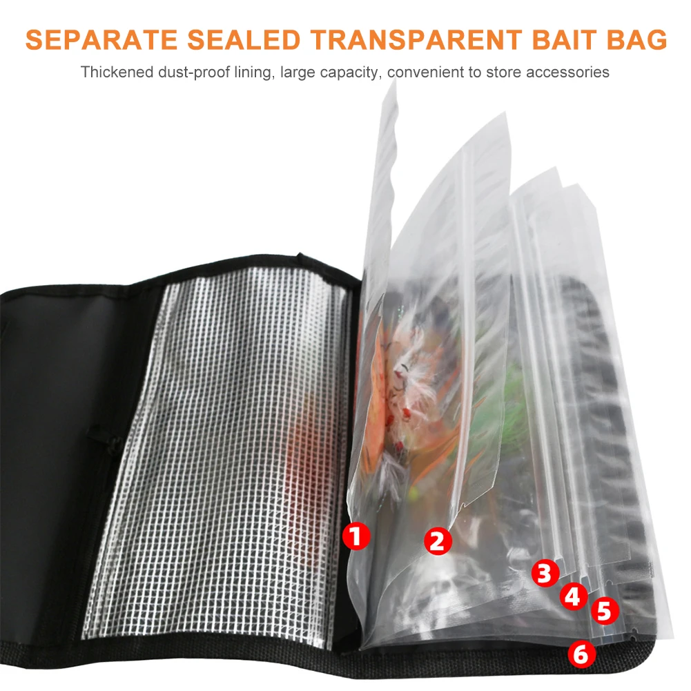 Black Soft Bait Binder Bag Fishing Lure Storage Wallet Plastics Tackle Box for Worms and Jigs | Спорт и развлечения