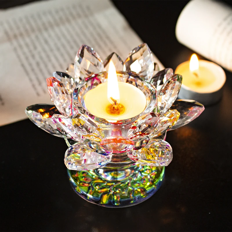 H&D красочный хрустальный цветок лотоса подсвечник для домашнего декора Рождественский свадебный подарок на новоселье