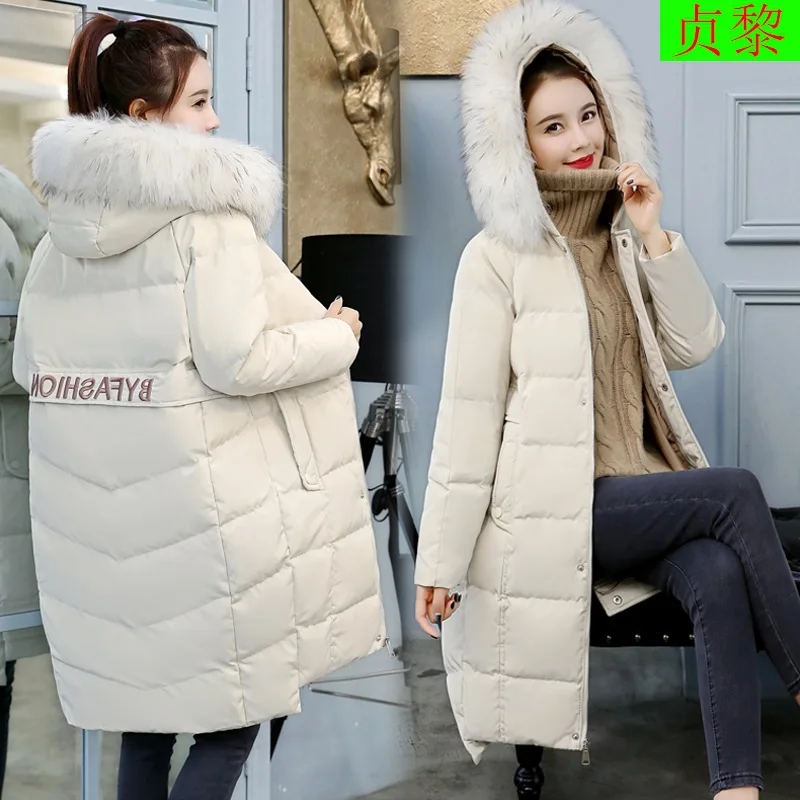 

Cotton-padded Clothes Women's Mid-length 2018 Winter New Style Korean-style Loose-Fit BF down Coat Thick Large Fur Collar Cotton
