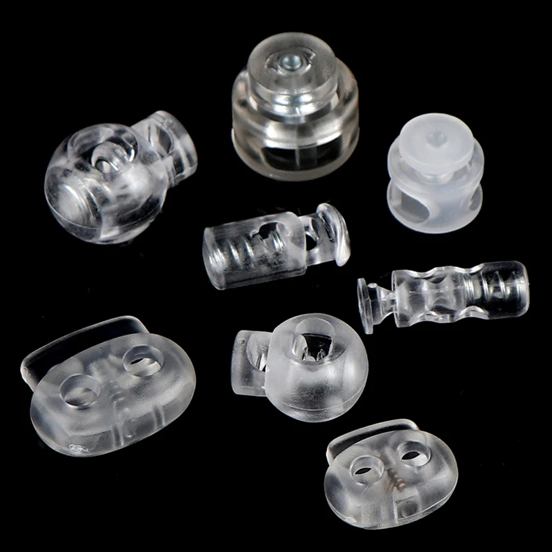 10pcs Cord Lock Plastic Stopper Cord Ends Toggles Clip Buckle Transparent Clear Frost Shoelace Sportswear DIY Bag Accessories