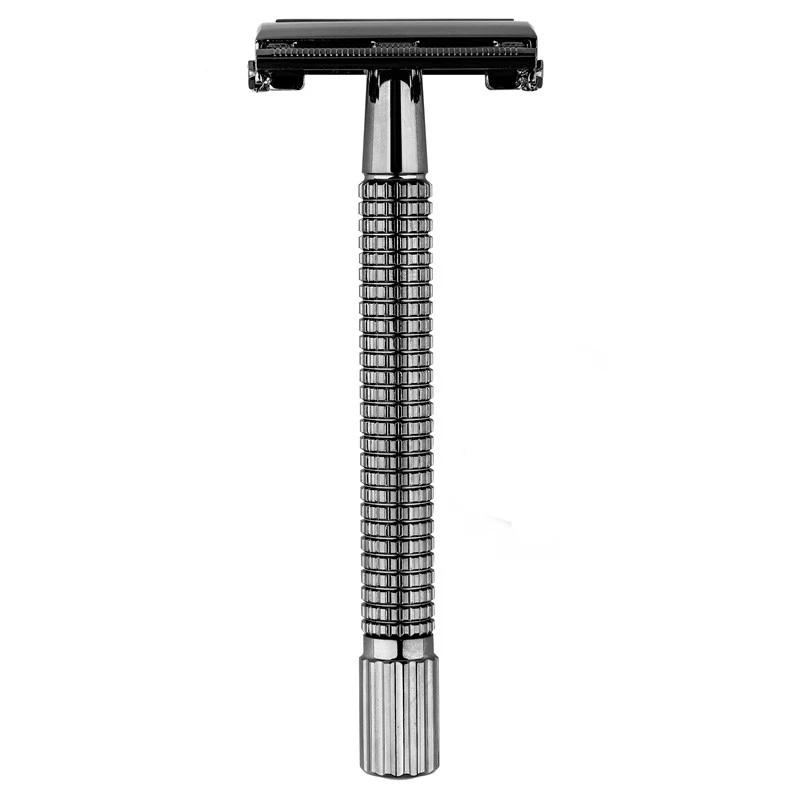 

1 Razor +10 Blades New Long Handle Safety Razor Chrome Copper Face Sharp Double Edge Manual Razor Men Shaving