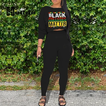 

Letter Print Pocket Casual 2 Piece Set Women Full Sleeve O-neck Pleated Pencil Two Piece Outfits Women