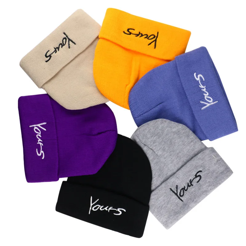 

Hat autumn and winter ins Korean fashion youth letter wool knitting hat outdoor versatile student couple Pullover hat