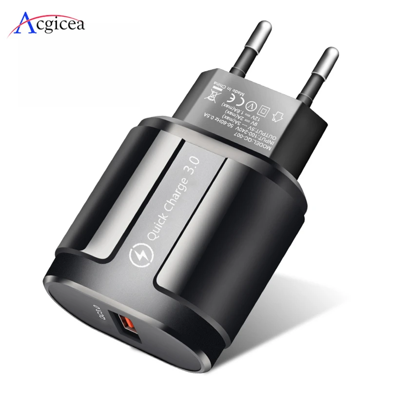 

Quick Charge 3.0 USB Charger Mobile Phone Charger Adapter for iPhone 11 XR EU/US Plug QC3.0 Fast Charging for Samsung S10 Xiaomi