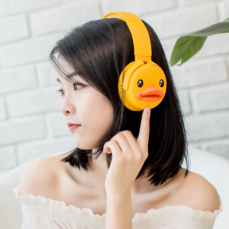 B.Duck auriculares inalámbricos con Bluetooth 5,0, cascos por encima de la  oreja con diseño de pato de dibujos animados, estéreo, reducción de ruido,  para música y juegos|Auriculares y audífonos| - AliExpress