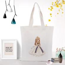 Иллюстрация девушка сумка холст хозяйственная сумка пользовательский принт логотип текст DIY ежедневное использование эко экологическая многоразовая утилизация сумка