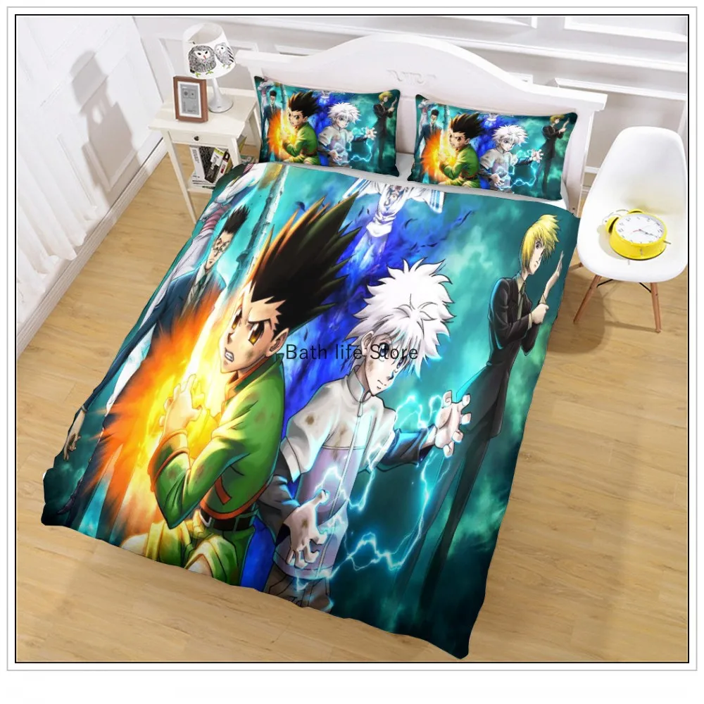 3D Print Anime Hunter X Hunter Bedding Set Hisoka Killua Zoldyck Character Cartoon Duvet Cover Set 2/3 Pcs Gift For Kids Boys 3