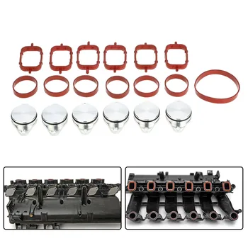 

19Pcs 33mm O-Rings Car Swirl Flap Bungs + Manifold Gaskets For BMW E39 E46 E53 E60 E90-E93 1999-2010 #11617790198(Silver)