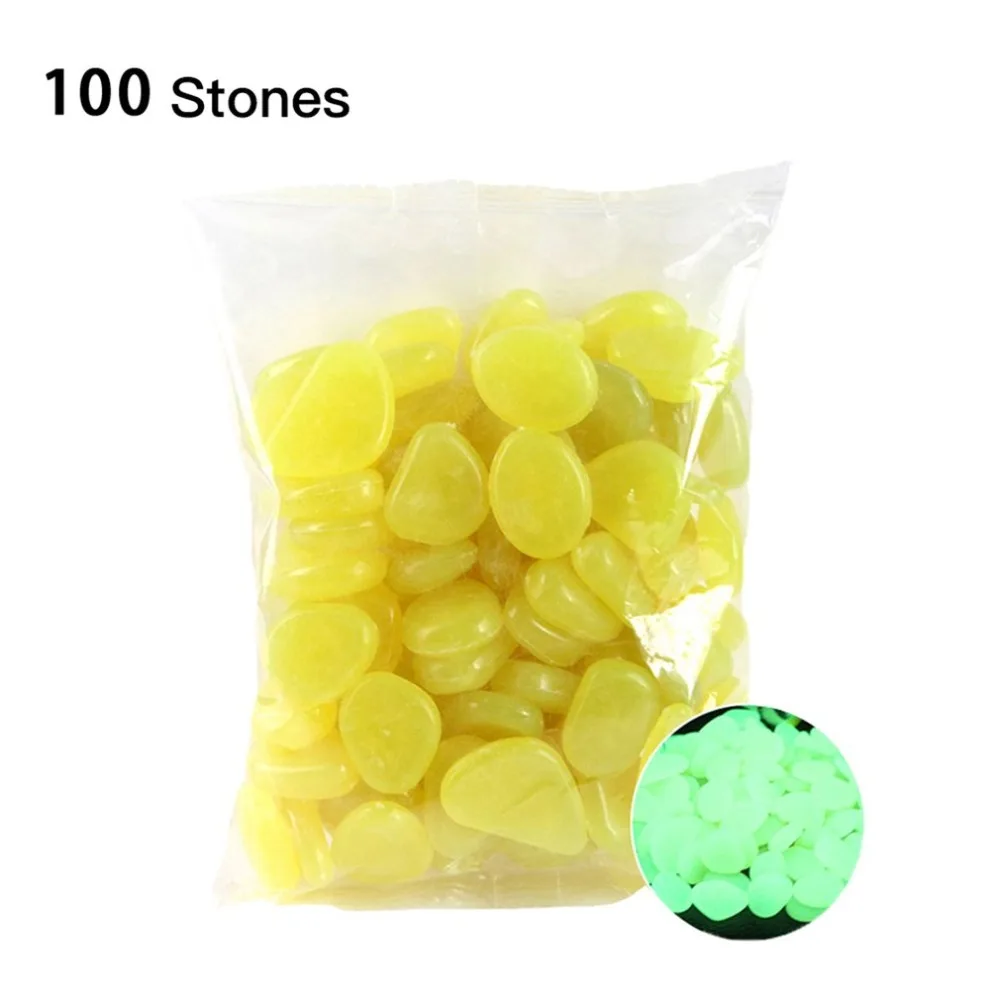 100 Pcs Glow In The Dark Garden Pebbles Glow Stones Rocks For Walkways Garden Path Patio Lawn Yard Luminous Stones Outdoor Decor