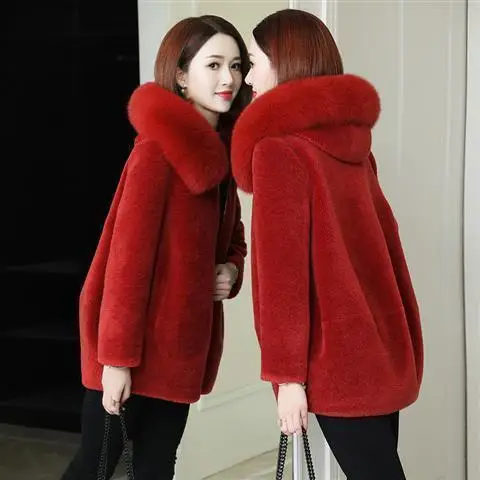 Women 2024 Autumn Winter New Fashion Real Lamb Wool Coat With