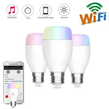 

Colorful Smart Wifi LED Bulb E27 Dimming Light Bulb APP Remote Control Smart LED Bulb 7W WiFi Connection Alexa Google Home App