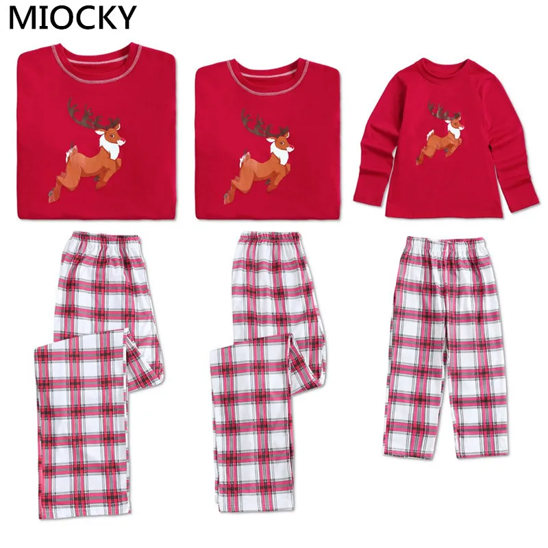 Одинаковая одежда для семьи; Moose; одежда для мамы и дочки; одежда для сна для взрослых; одежда для сна; пижамы для всей семьи; Рождественская Пижама; E0273