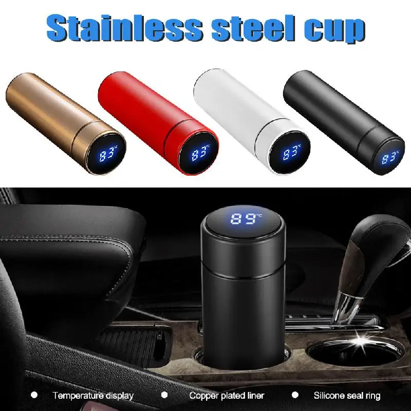 

500 ml Vacuum Thermos With Temperature Measurement LCD Display Bottle In Water Bottles Stainless Steel Insulated Water Bottle