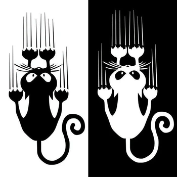 

7.5*15CM Cute Cartoon Cat Car Sticker Funny Cat Paw Waterproof Reflective Vinyl Decal Car Window Bumper Stickers