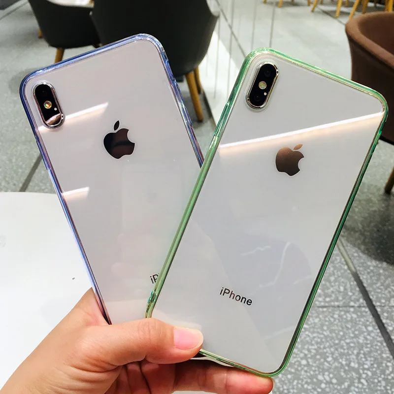 Стеклянный чехол Aurora для iphone X S Max XR 6 7 8 Plus прозрачный жесткий карамельный цвет