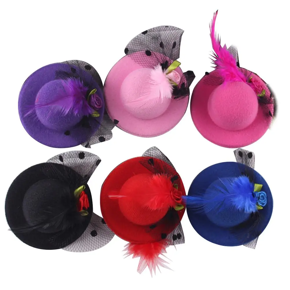 6Pcs Headwear for Child Girl Mini Hat Hairpin Hair Clip Veils Flower Fascinator Kids Headwear Wholesale Dropshipping space toys sand tray pool entertainment kids playset summer inflatable mini supplies sandbox pvc child baby bath