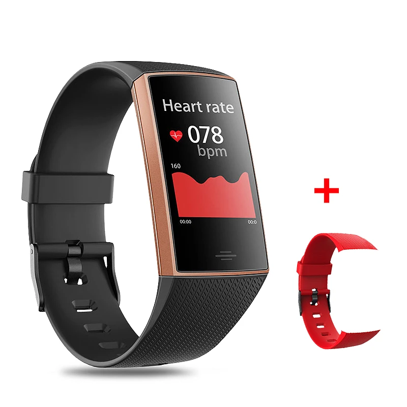 Black add red strap MAFAM CY11 smart band blood pressure watch sport bracelet ip67 sleep tracker smart health bracelet smartband health wristband - Цвет: Black add red strap