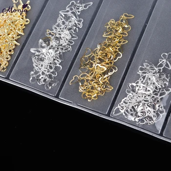 

Monja Gold Silver Nail Art Decoration Mixed Butterfly Shaped Metal Hollow Rivets Shiny Sequins Nail Rivet Manicure Accessories