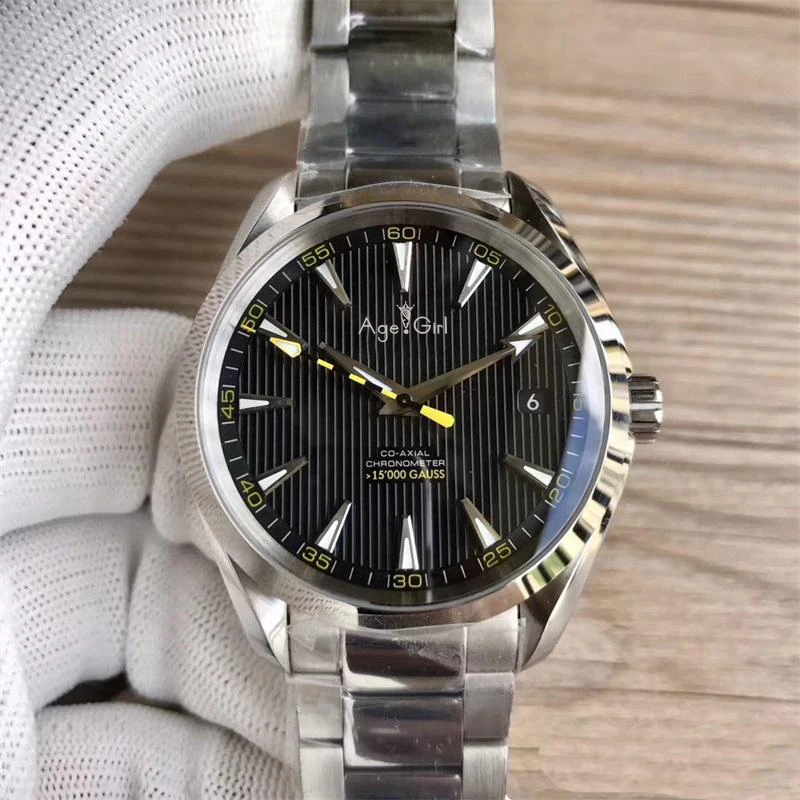 Роскошные брендовые новые мужские часы браслет из нержавеющей стали Aqua Terra водонепроницаемые автоматические механические Спортивные Серебристые черные белые AAA - Цвет: Black Yellow