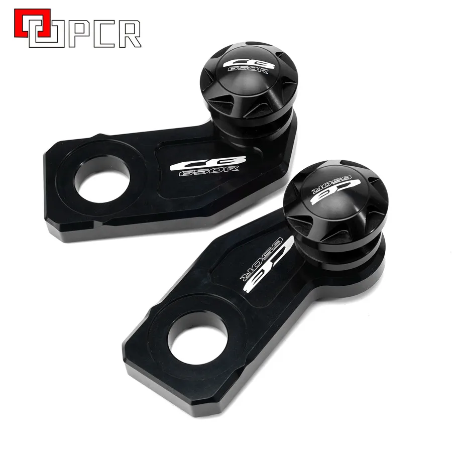CB650R logo black С логотипом CB 650R/CBR 650R мотоциклетные цепи регулировочный кронштейн блок маятник Катушки слайдер для Honda cb650r cbr650r - Цвет: CB650R logo black