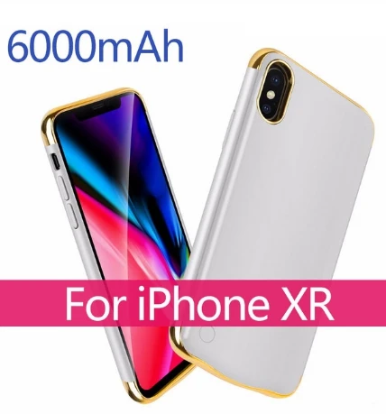 Большой емкости powerbank чехол для Apple IPhone X XS XR XS аккумулятор max зарядное устройство чехол batterie externe зарядный чехол крышка батареи - Цвет: XR 6000mAh silver