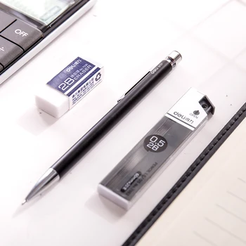 

Deli 1pcs metal mechanical pencil 0.5mm stationery set 2B refill eraser automatic pencil for school office supplies kids gift