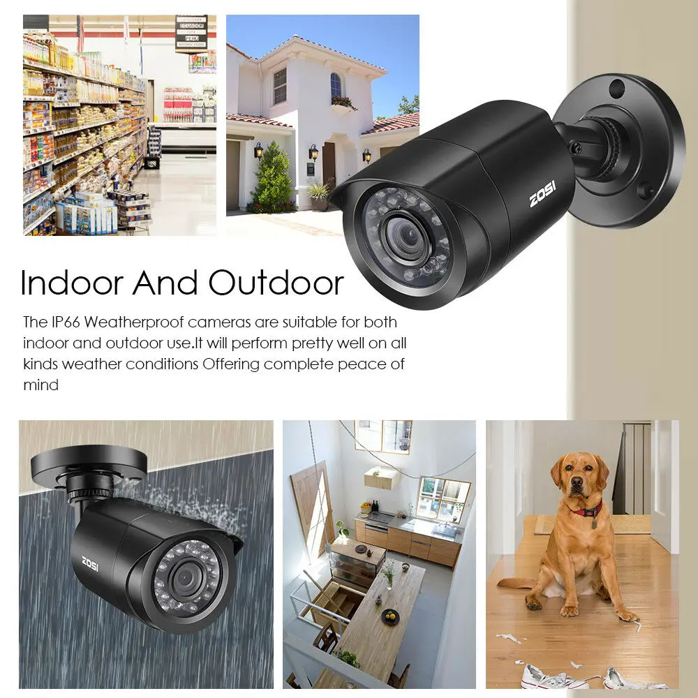 ZOSI 8CH CCTV система 4 шт 720 p/1080 p наружная Водонепроницаемая камера безопасности DVR комплект День/Ночь домашняя система видеонаблюдения