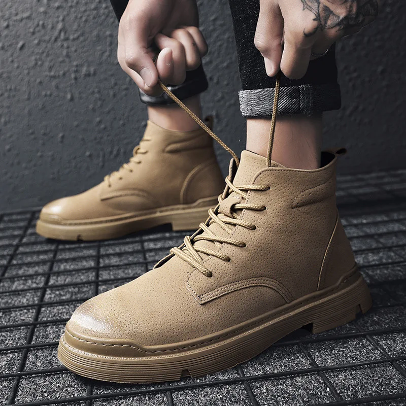 Новинка; Ботинки Martin; полуботинки; Сезон Зима; коллекция года; плюшевые теплые ботинки для мужчин; Цвет белый; Брендовые мужские кроссовки