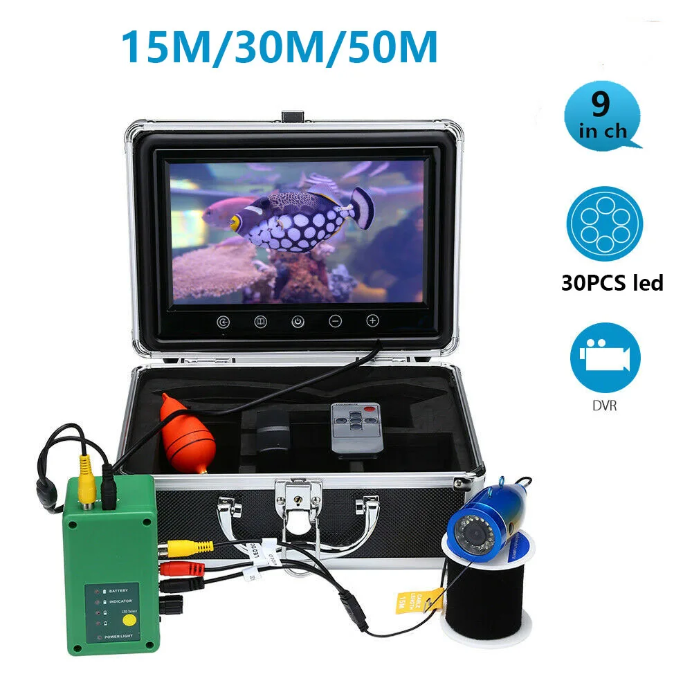 " 15 м видео рыболокатор 1000TVL подводная рыболовная камера DVR 15 шт. белый+ 15 шт. Инфракрасные ИК-светодиоды лампа 90 градусов ночного видения