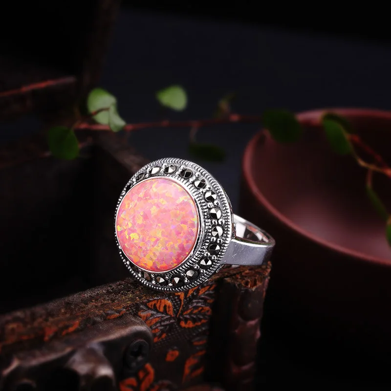 

2019 Direct Selling Anel Feminino Character Items S925 Pure Ornaments Classic Lady Bracelet Do Old Thai Sterling Ms Opal Ring