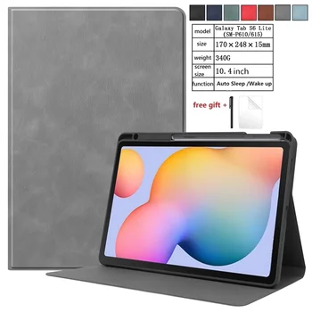 

Case for Samsung Galaxy Tab S6 Lite 2020 10.4 Pencil Holder for Samsung SM-P610 P615 PU Leather Stand Cover Tablet Shell+Led+Pen