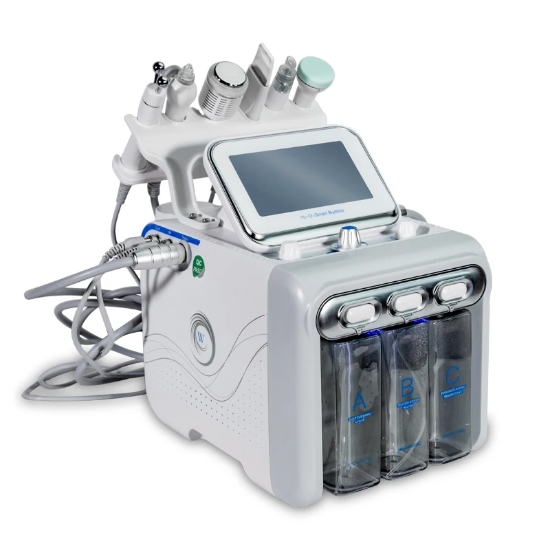 

Hot Upgrade 6 in 1 Small Bubble Skin Care Tools Ultrasonic RF Hydra Deep Facial Pore Clean Facial Massage Machine
