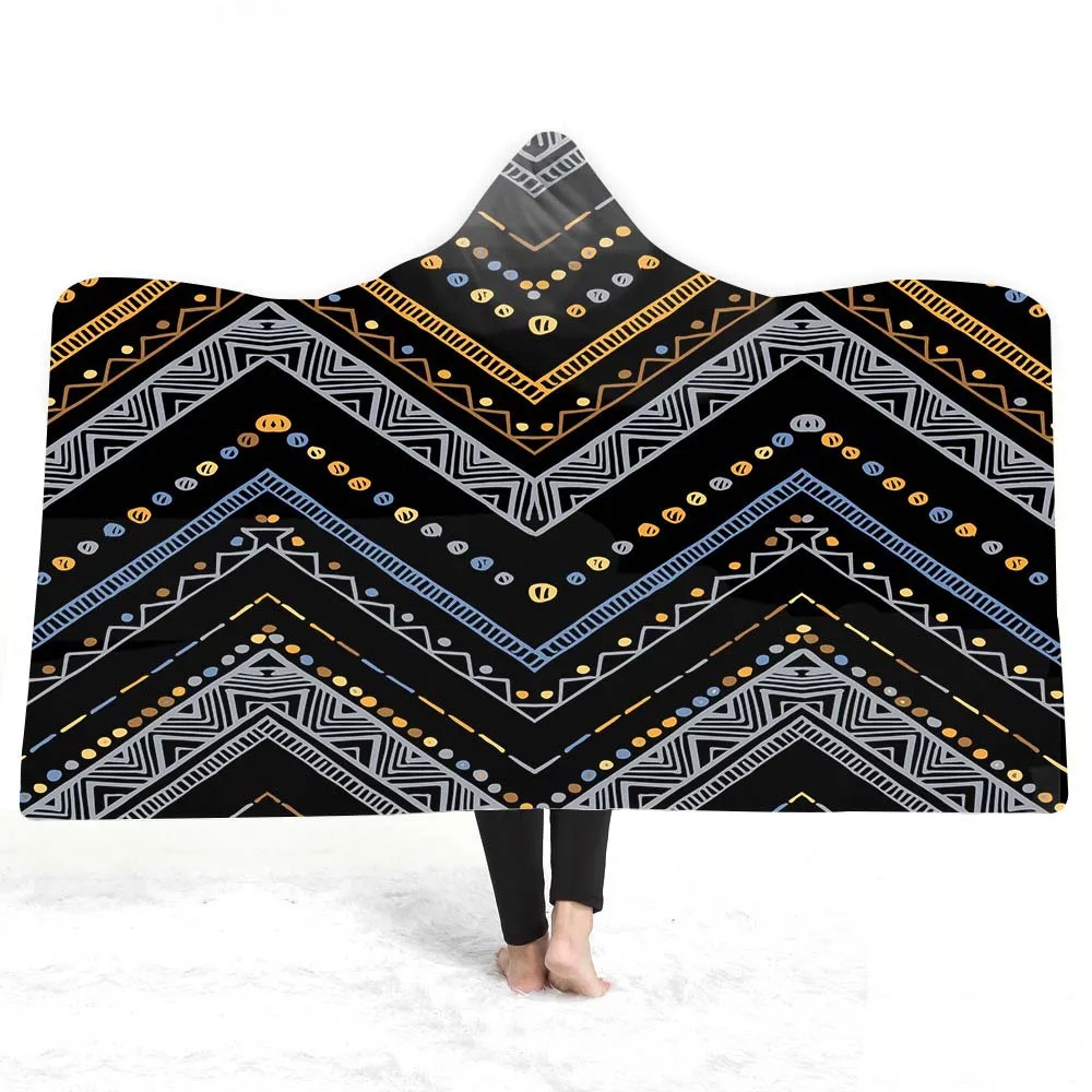 

2019 New 3D digital printing magic cloak with cap cloak adult children wearing cap double plush hooded blanket
