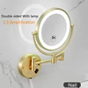 Cosmetic Mirror Antique Brass Dual Side LED Wall Lamp Magnification 3 X/5 X/10 X Extending Folding Brushed Gold Makeup Mirrors 3