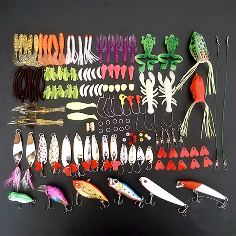 

Multi Fishing Lures Tackle Mixed Colors Plastic Metal Bait Soft Lure Kit Fishing Wobbler Spoon Pesca Peche Artificias Fish Lure