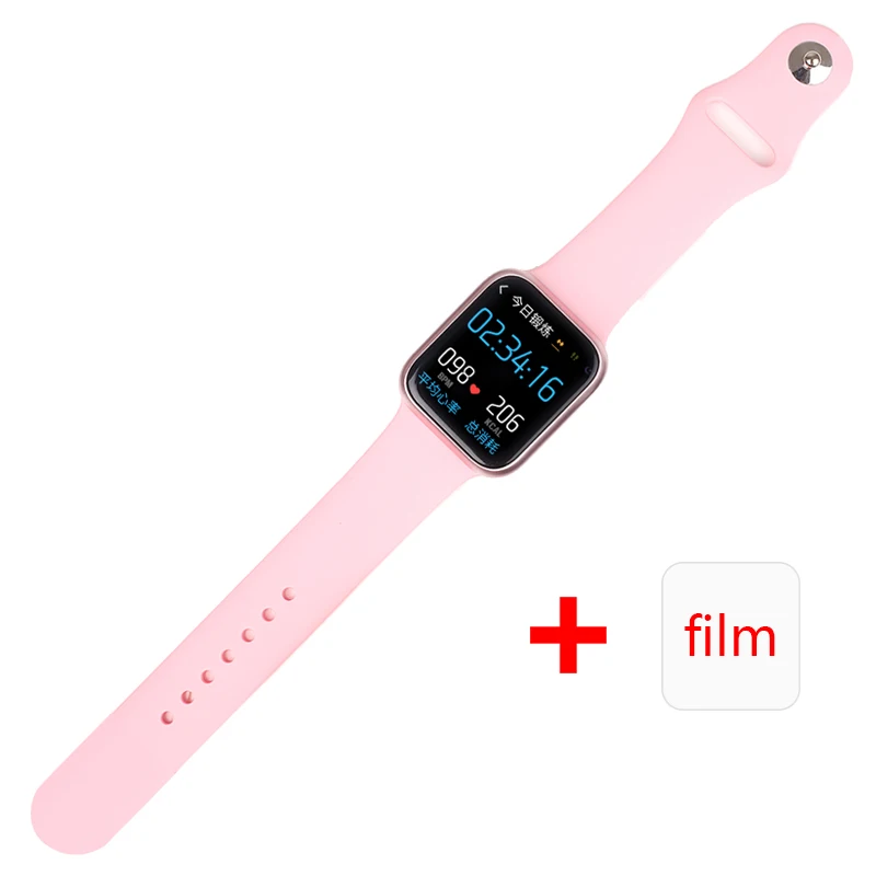 ESEED P90 Смарт-часы для мужчин IP68 Водонепроницаемый Полный сенсорный экран Поддержка беспроводной зарядки P80 P70 P68 smartwatch обновленная версия - Цвет: Silicone-Pink
