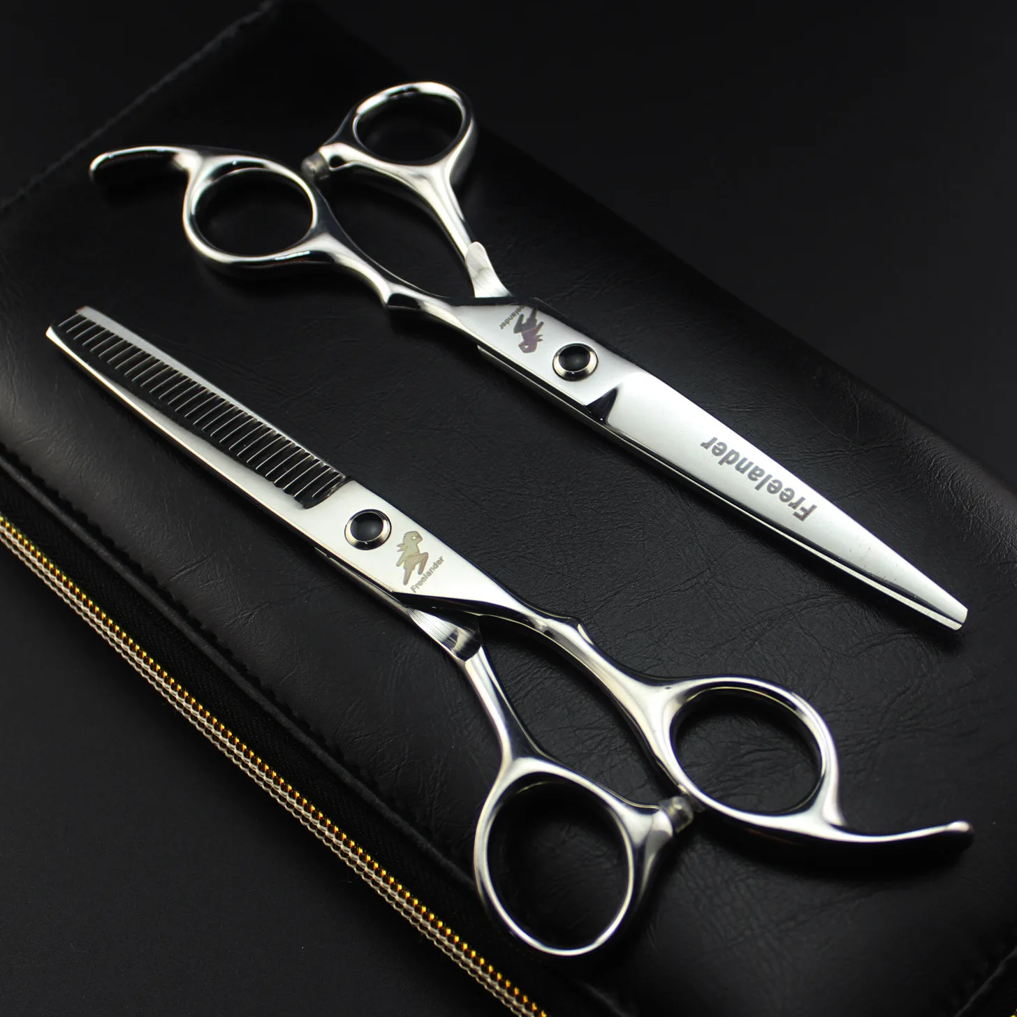 

Affordable-6.0-Inch Freelander Black Brick Hairdressing Scissors Hair Scissors Straight Snips Bangs Thinning Scissors Thinning