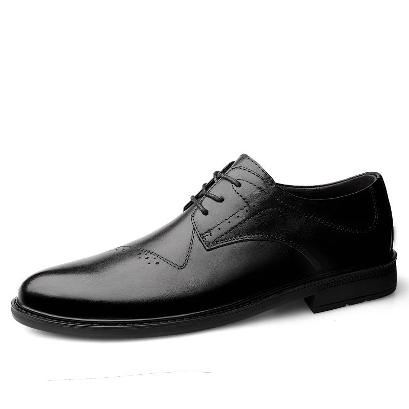

New Trend Men Genuine Leather Casual Shoes Lace Up Fashion Male Flats Increased Comfortable Shoes Business Leahter shoes *7029