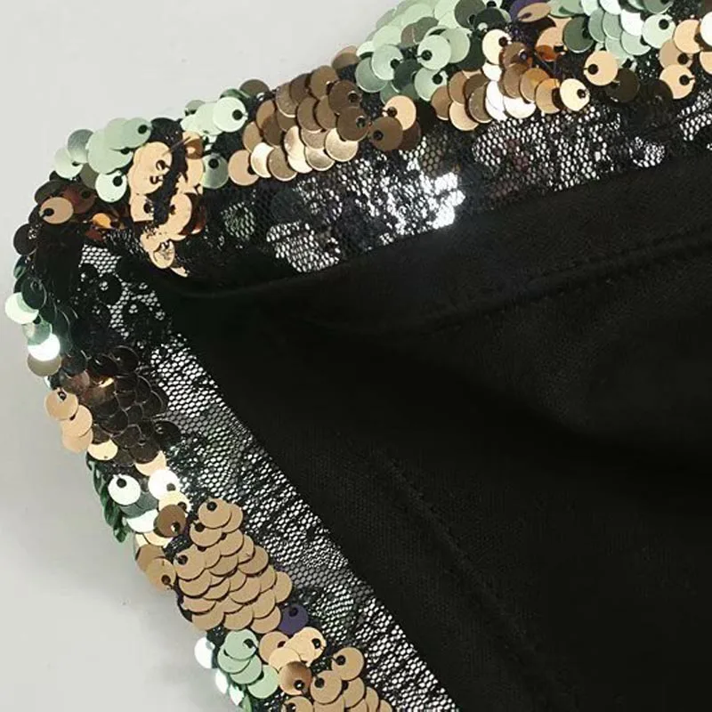 Qz1502 Женская Блестящая юбка выше колена с геометрическими блестками и цветными блоками, вечерние юбки с потрясающими пайетками