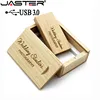 JASTER USB 3.0 en bois usb + boîte en bois clé usb clé USB 4GB 8GB 16GB 32GB 64GB cadeau de photographie de mariage logo personnalisé gratuit ► Photo 3/6